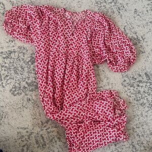 Amazon Women’s Maxi Dress - Red and White Geometric Print